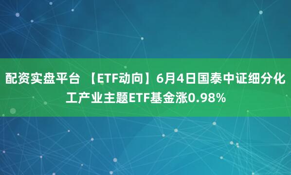 配资实盘平台 【ETF动向】6月4日国泰中证细分化工产业主题ETF基金涨0.98%