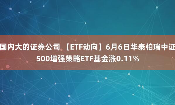 国内大的证券公司 【ETF动向】6月6日华泰柏瑞中证500增强策略ETF基金涨0.11%
