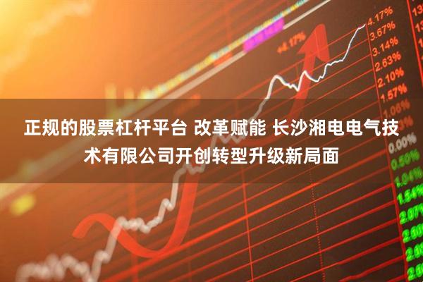 正规的股票杠杆平台 改革赋能 长沙湘电电气技术有限公司开创转型升级新局面