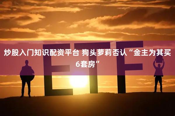 炒股入门知识配资平台 狗头萝莉否认“金主为其买6套房”